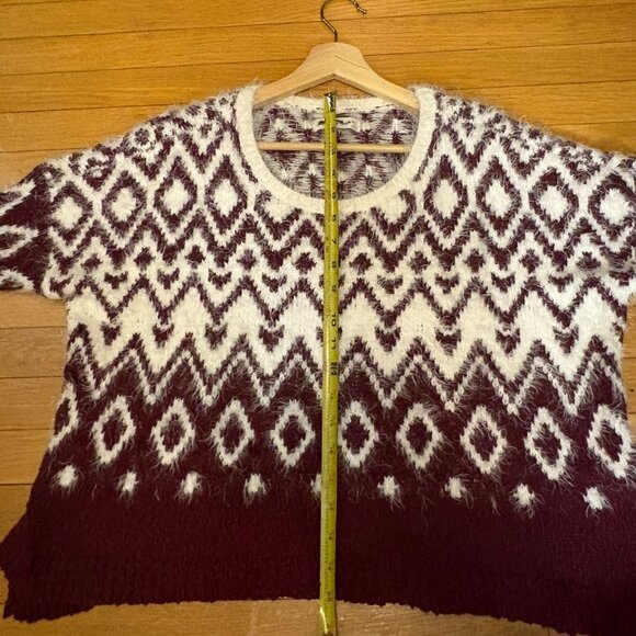 Abercrombie & Fitch Maroon Vintage Y2K Fair Isle Cozy Sweater Medium Apres Ski - Picture 6 of 7